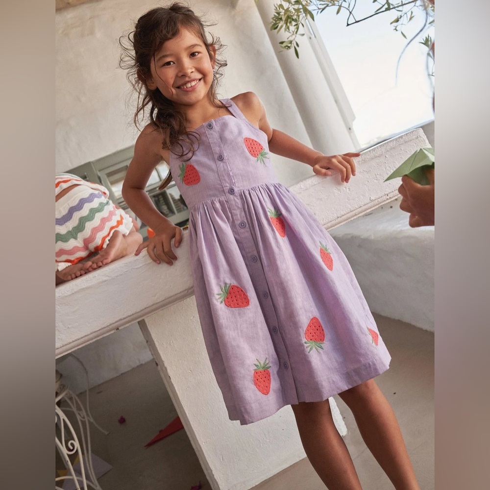 Mini Boden Lilac Strawberry Dress